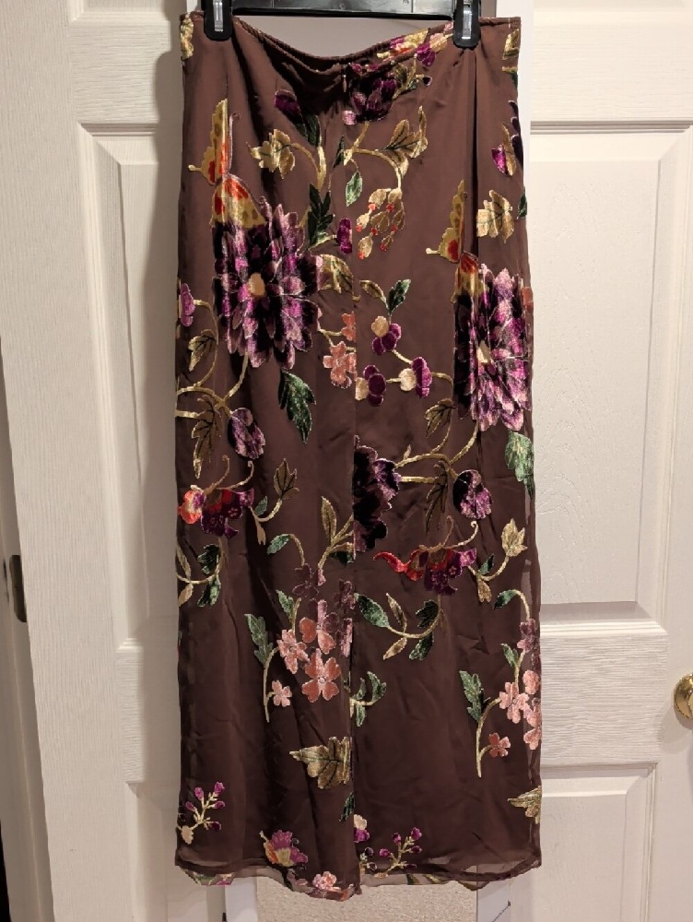Free People Chocolate Brown Floral Embroidered Midi Skirt - Picture 4 of 5